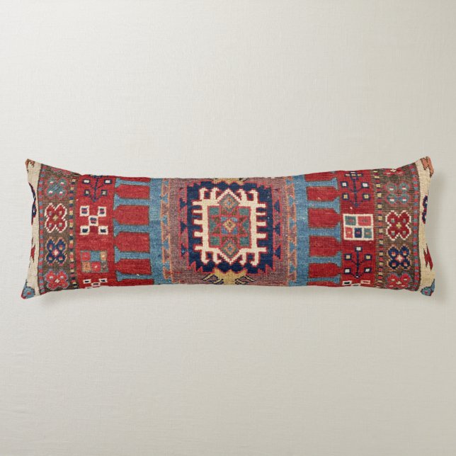 Tribal Honeycomb Palmette II Red Flower  Body Cushion (Front)