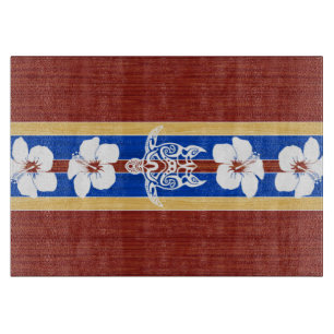 Tribal Honu Fake Wood Surfboard Cutting Board