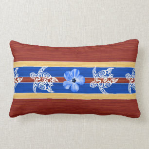 Tribal Honu Fake Wood Surfboard Lumbar Cushion
