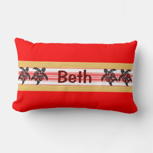 Tribal Honu Red Surfboard Lumbar Cushion