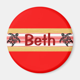 Tribal Honu Red Surfboard Magnet