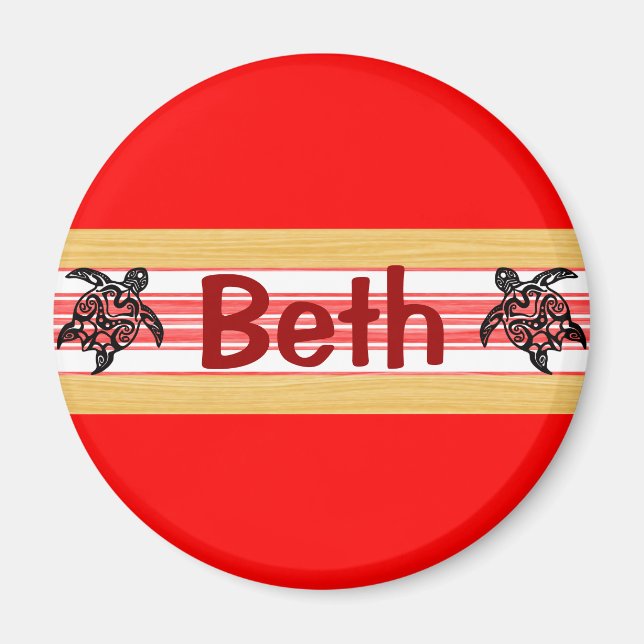 Tribal Honu Red Surfboard Magnet (Front)