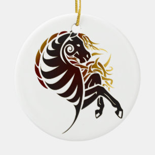 Tribal Horse Ceramic Ornament