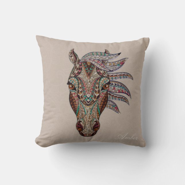 Tribal Horse Cushion (Front)