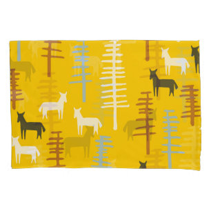 Tribal Horses: Forest Retro Seamless Pillowcase