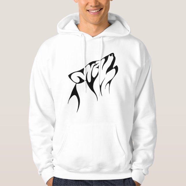 Tribal Howling Wolf Graphic Hoodie (Front)