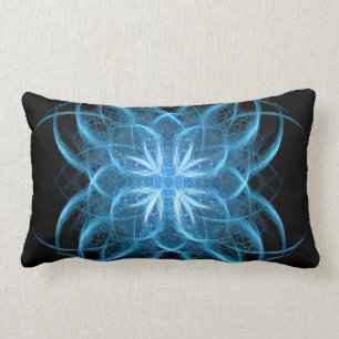 "Tribal Ice" - Crystal Blue Fractal Art Pillow