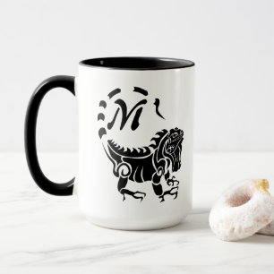 Tribal Iguana Monogram Mug