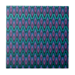Tribal Ikat Zigzags and Diamonds Pattern Ceramic Tile