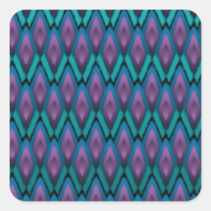 Tribal Ikat Zigzags and Diamonds Pattern Square Sticker