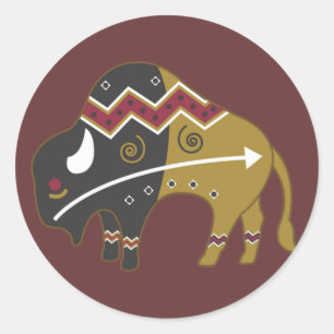 Tribal Indian Buffalo Classic Round Sticker