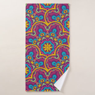 Tribal indian ethnic seamless mandalas repeat desi bath towel