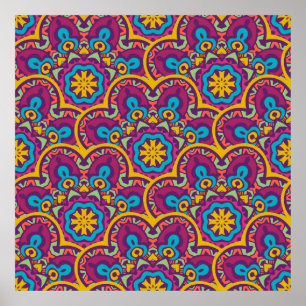 Tribal indian ethnic seamless mandalas repeat desi poster
