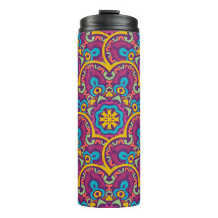 Tribal indian ethnic seamless mandalas repeat desi thermal tumbler