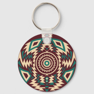 Tribal Inspired Geometric Mandala  Key Ring