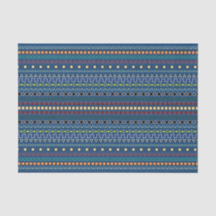 Tribal Inspired Pattern (Colour, Black & Blue) Tissue Paper