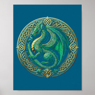 Tribal Irish Green Celtic Knot Fantasy Celtic Drag Poster