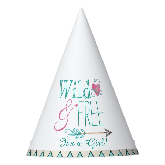 Tribal Its a Girl Baby Shower Party Hat (Front)
