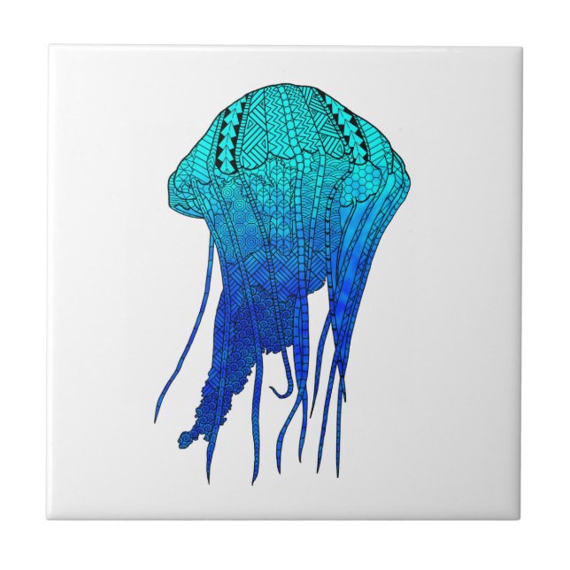 Tribal Jellyfish Ceramic Tile (Front)
