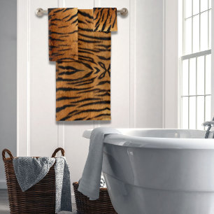 Tribal jungle animal fur Tiger Print Bath Towel Set