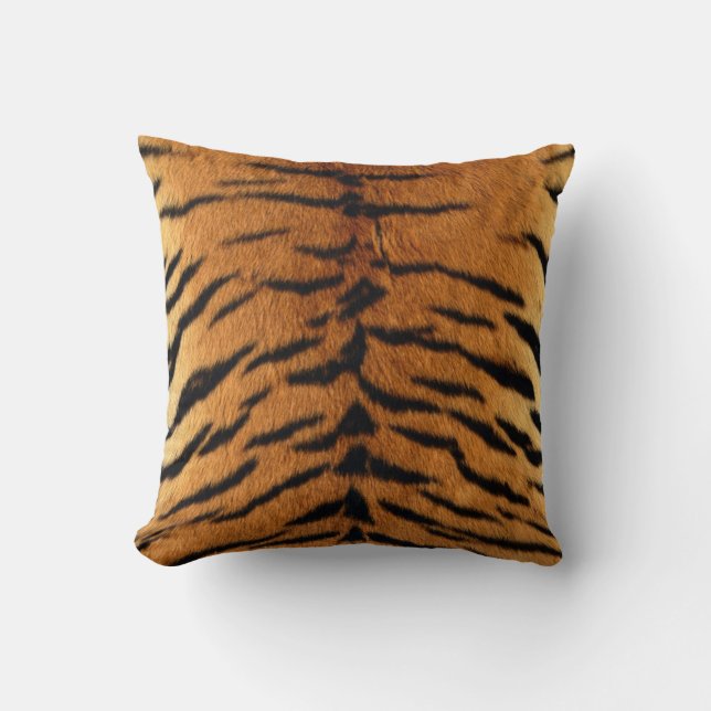 Tribal jungle animal fur Tiger Print Cushion (Front)