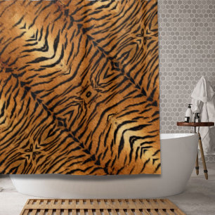 Tribal jungle animal fur Tiger Print Shower Curtain
