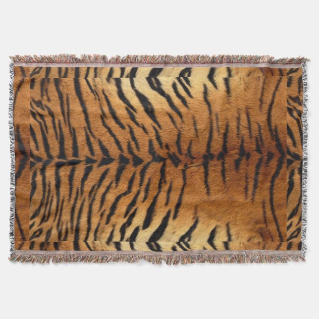 Tribal jungle animal fur Tiger Print Throw Blanket (Front)