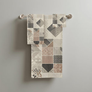 Tribal Kaleidoscope Geometric Cool Abstract Earthy Bath Towel Set