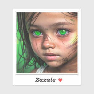 Tribal Kids    Futuristic Girl Glowing Green Eyes