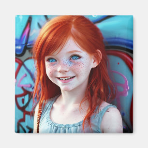 Tribal Kids   Pretty Little Redhead Girl  Magnet