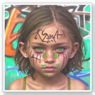Tribal Kids   Urban Futuristic Girl Green Eyes