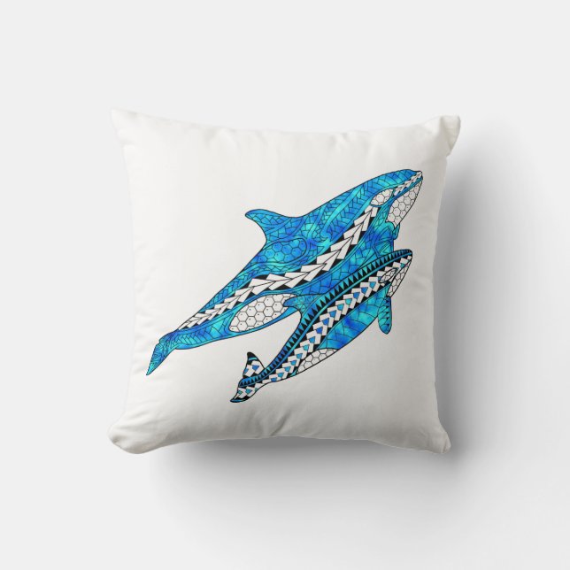 Tribal Killer Whales Cushion (Front)