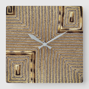 Tribal Kuba Cloth Print Square Wall Clock