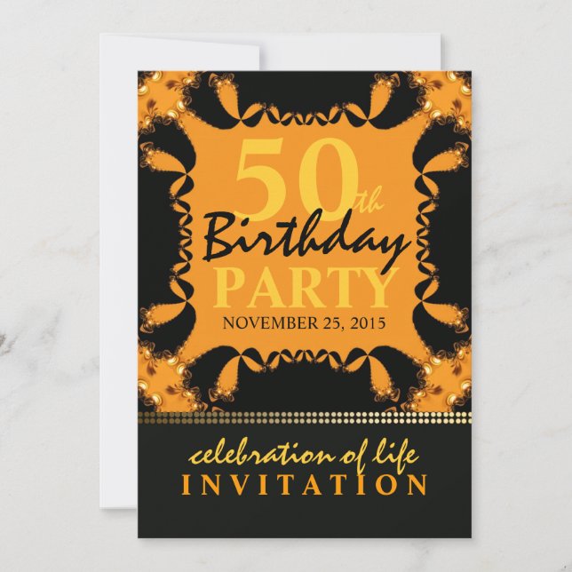 Tribal Lace Batik 50th Birthday Party Invitations (Front)