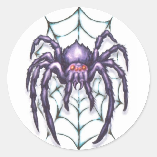 Tribal large spider classic round sticker (Front)
