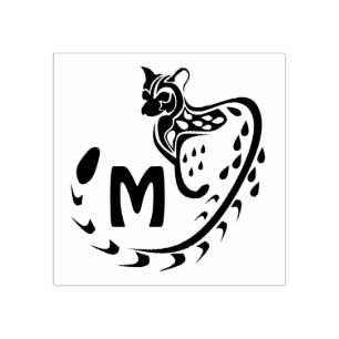 Tribal Large Spotted Genet Monogram Rubber Stamp
