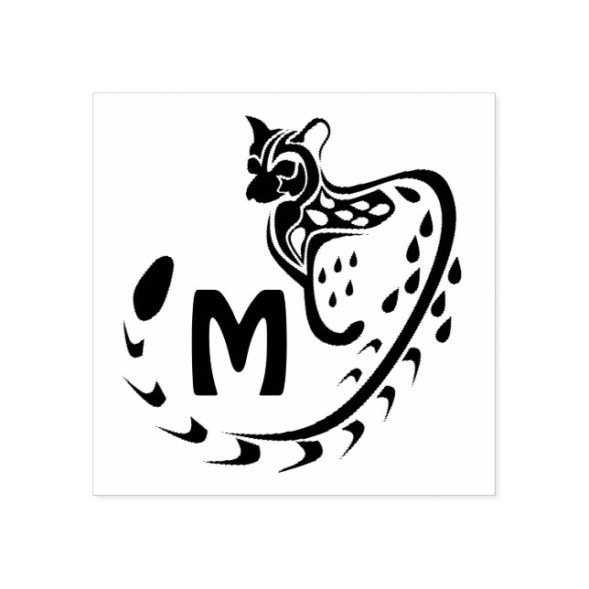 Tribal Large Spotted Genet Monogram Rubber Stamp (Imprint)