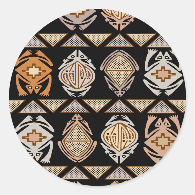Tribal Leap Frogs Classic Round Sticker (Front)