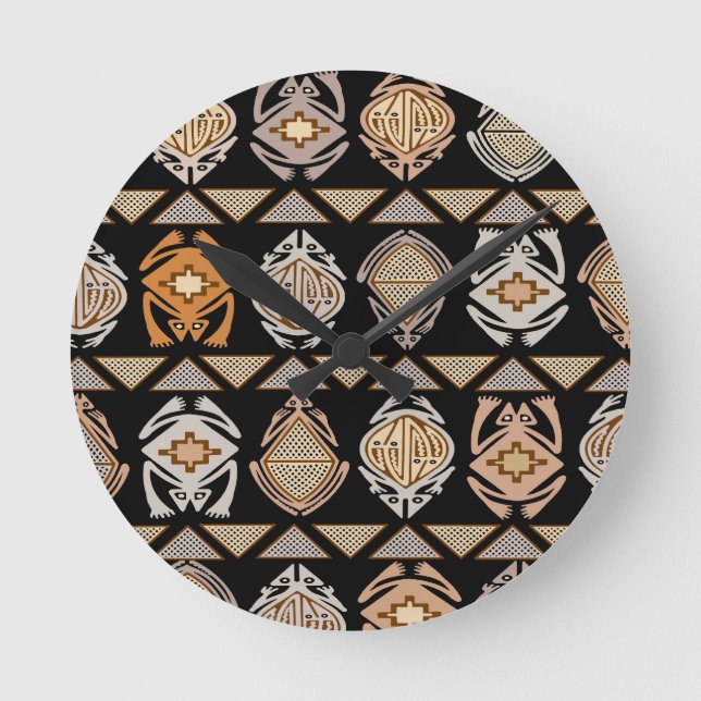 Tribal Leap Frogs Round Clock (Front)