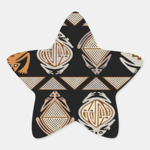 Tribal Leap Frogs Star Sticker