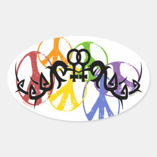 Tribal Lesbian Peace Symbols Stickers