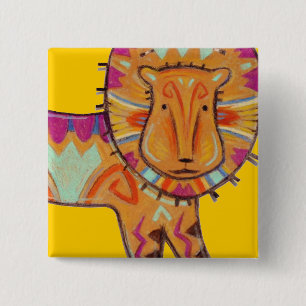 Tribal Lion 15 Cm Square Badge