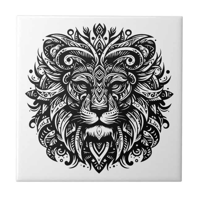 Tribal Lion Ceramic Tile (Front)