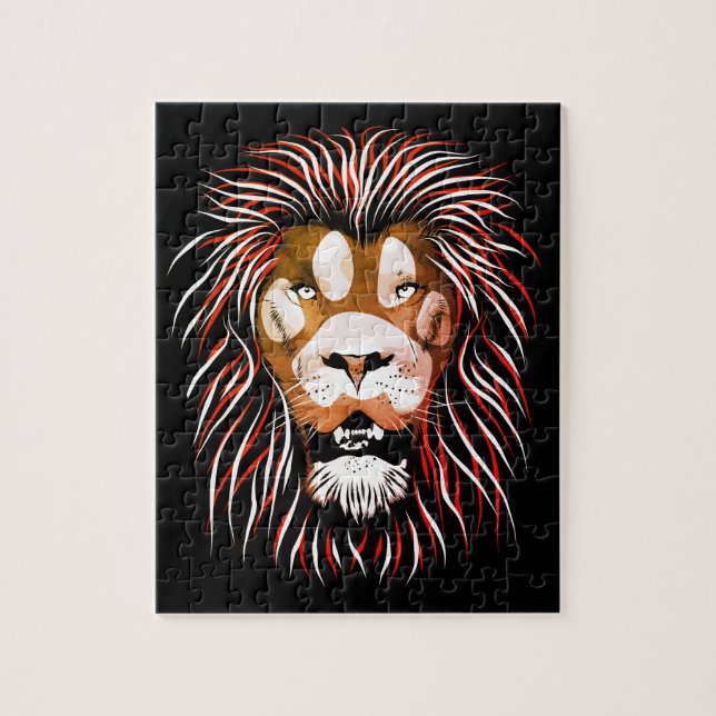 Tribal Lion Face Jigsaw Puzzle (Vertical)