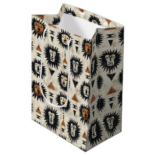 Tribal Lion Safari Pattern Medium Gift Bag