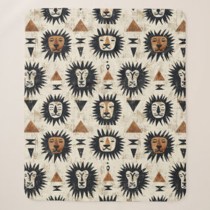 Tribal Lion Safari Pattern Sherpa Blanket