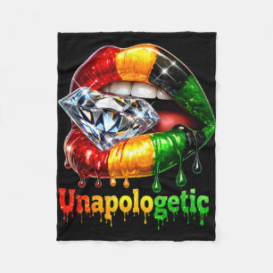Tribal lips black woman pride strong melanin queen fleece blanket