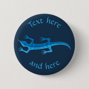 Tribal Lizard Blue 6 Cm Round Badge