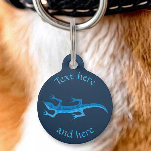 Tribal Lizard Blue Pet Tag
