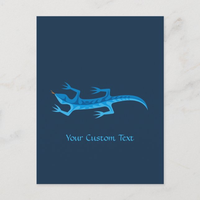 Tribal Lizard Blue Postcard (Front)
